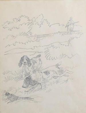 Paul Brown Original Pencil Drawing From The 1946 Chas Scribner's Book "Fur Or Feather"