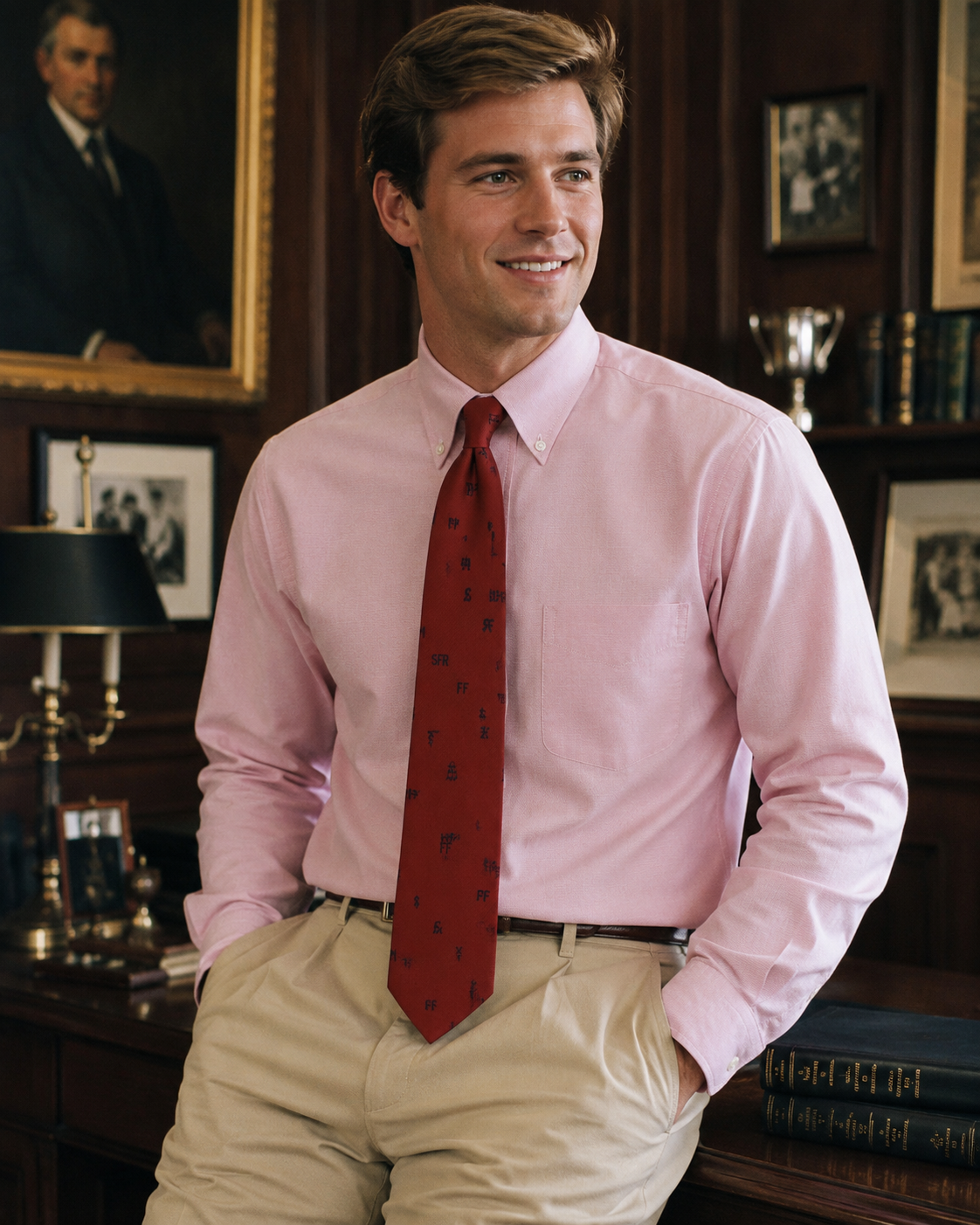 "Chipp Burgundy w/ Navy Currency Symbols Banker Club Tie" (SOLD)