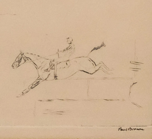 Grand National Steeplechase c1930s Drypoint Vignette By Paul Brown