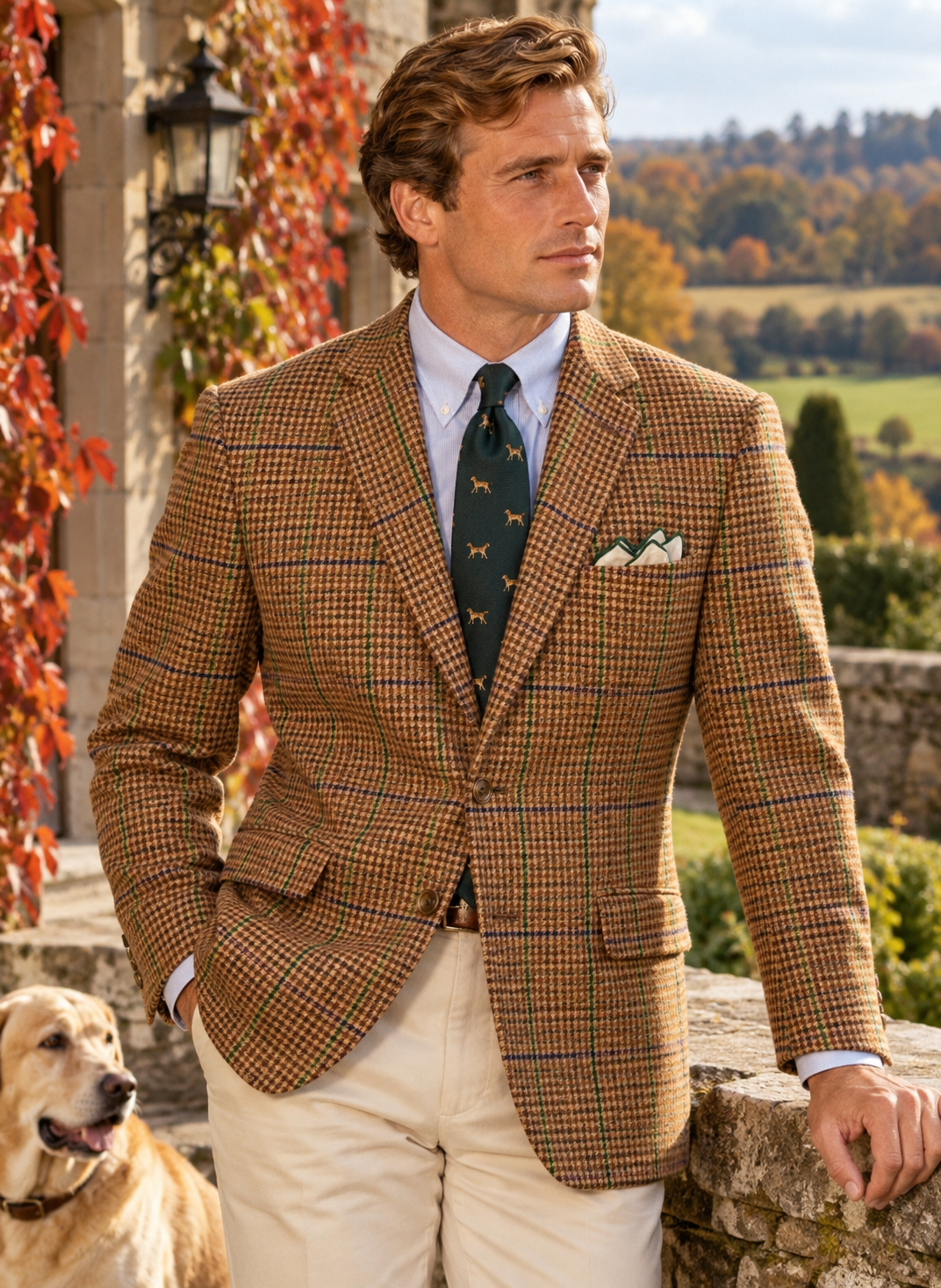 The Sutherland Sporting Scottish Tweed Houndstooth/ Windowpane Sport Coat Sz 44 (NWT)