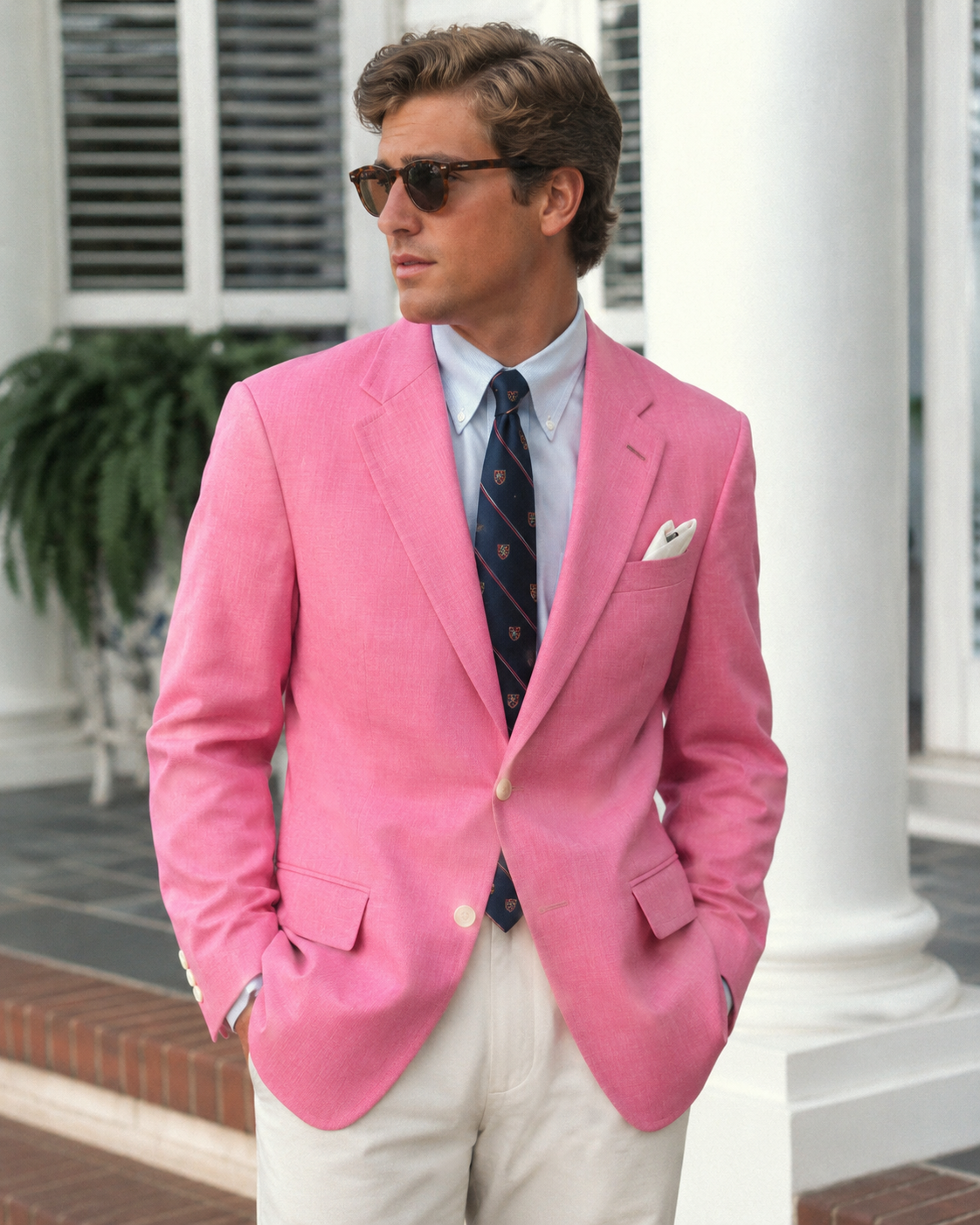 J. Press Made-in-Canada Pink Chambray Sport Coat Sz 46R (NWT)