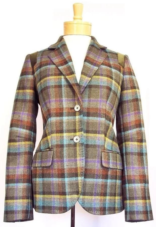 O'Connell's Women's Shetland Wool Sport Jacket - Piper - Olive Plaid Sz 4 (NWT)