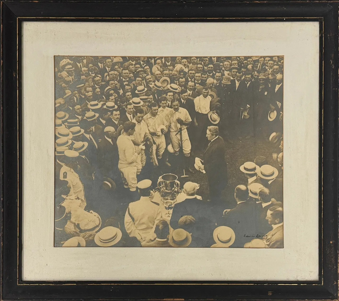C.V. Whitney Enlarged Polo Cup Champion 1916 Gelatin Silver Print by Edwin Levick (1869-1929)