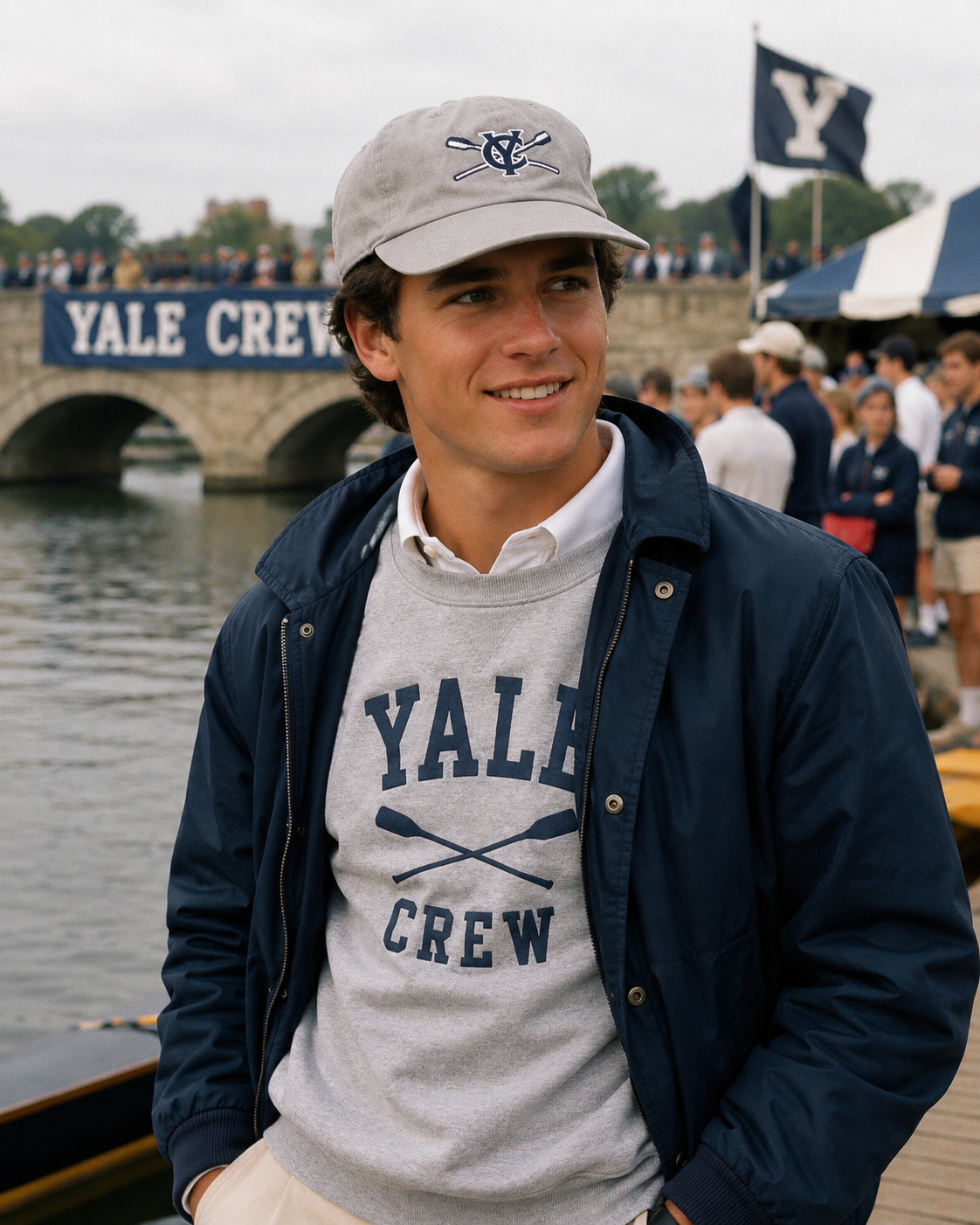 "The Yale Club Of New York City YC w/ X'd Crew Blades Stone Chino Cap" (NWOT)