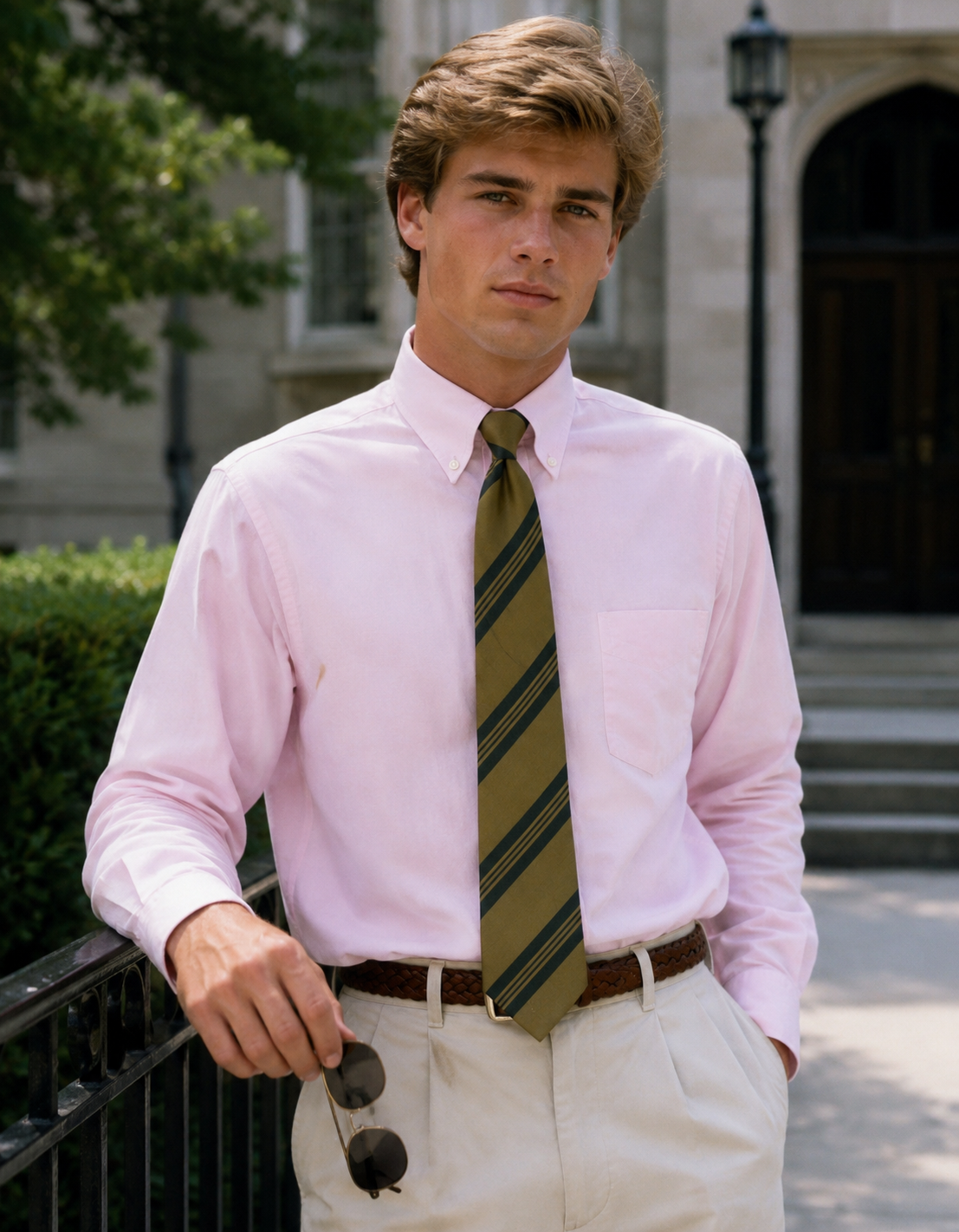Drake's Made In England Olive Green Stripe Tie (NWT)