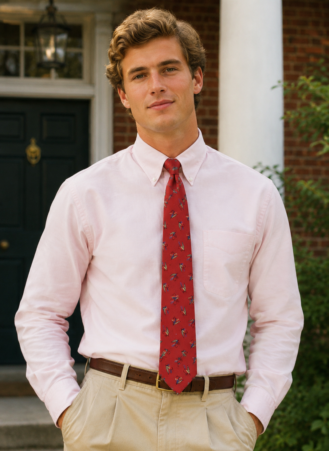 Chipp Burgundy Challis Club Tie w/ Trout Fly Motif
