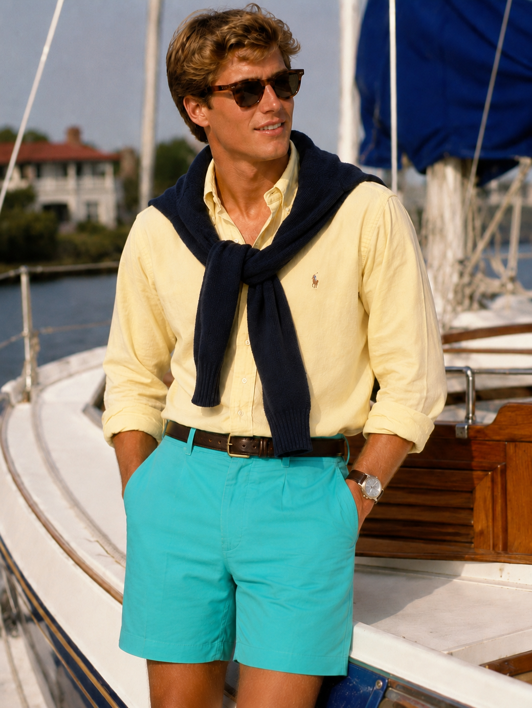 O'Connell's Plain Front Bermuda Shorts - Cotton Gabardine - Aqua Sz 44 (NWT)