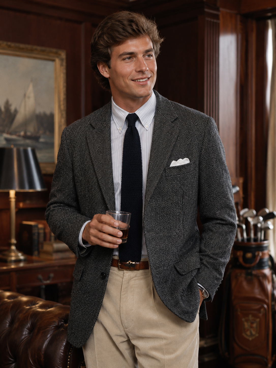 O'Connell's x Southwick Harris Tweed Blue/ Grey Herringbone Sport Coat Sz 44R (LNWOT)