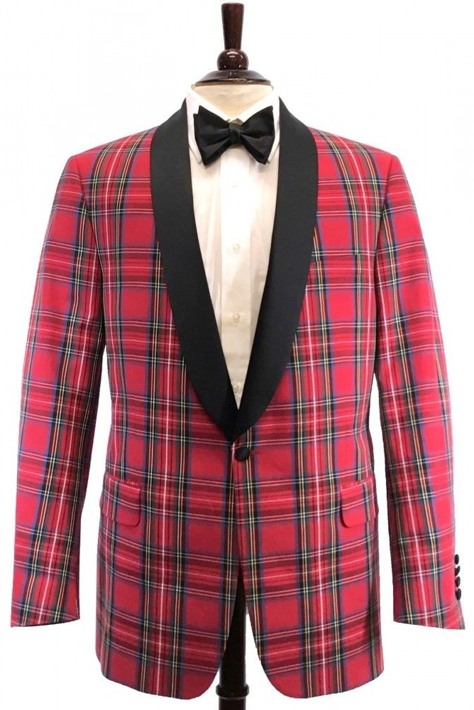 "O'Connell's Authentic Cotton Madras Dinner Jacket - Red Stewart Tartan" Sz 50 (NWOT)