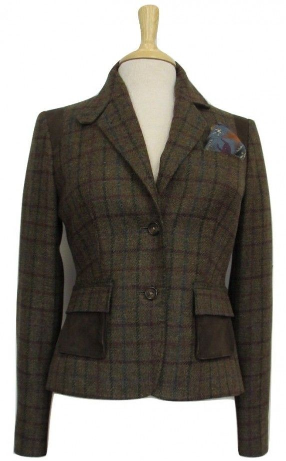 O'Connell's Women's Shetland Wool Sport Jacket - Abbey - Olive Brown Plaid Sz: 6