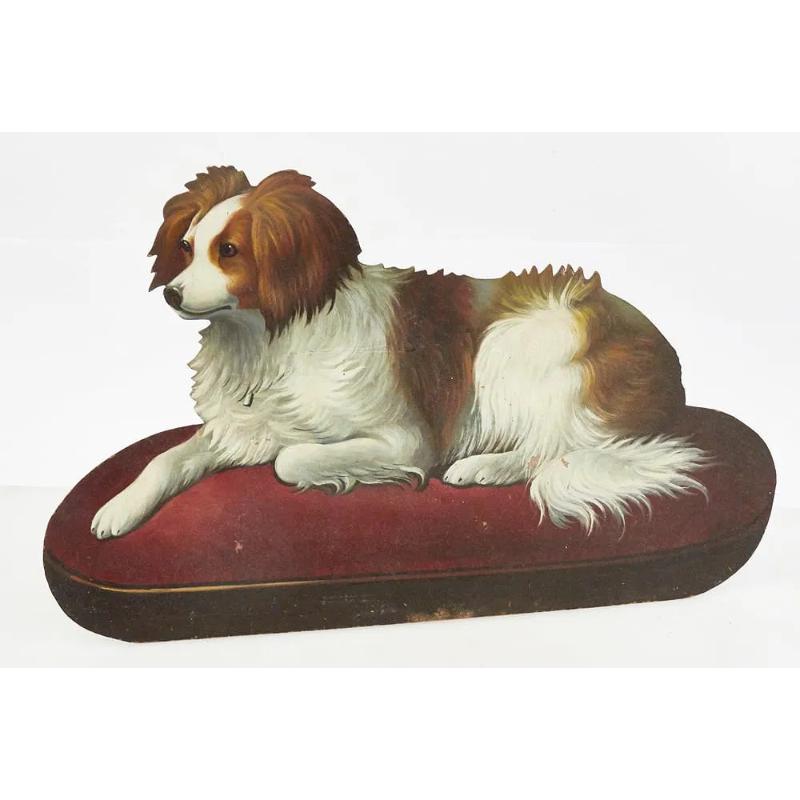 "Vintage King Charles Spaniel Dog on a Pillow" Oil on Board Provenance: The Susie Hilfiger Collection