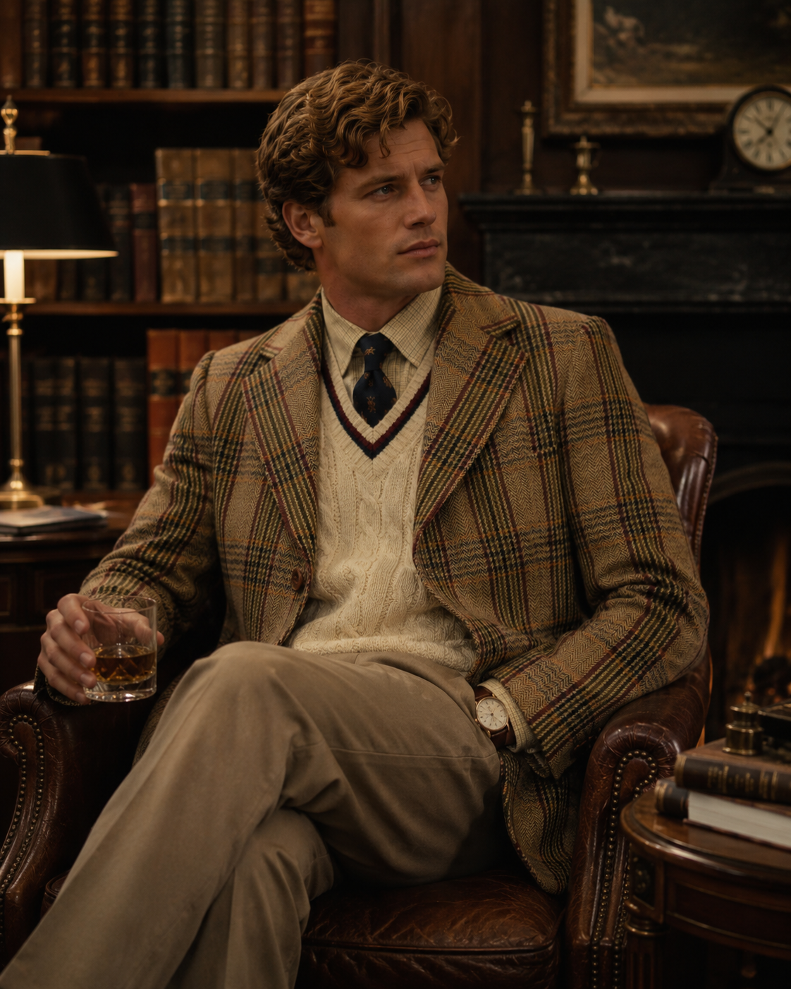 Chipp Russell Plaid Cheviot Tweed Hacking c1982 Sport Coat w/ Trout Fly Challis Wool Lining Sz 36R
