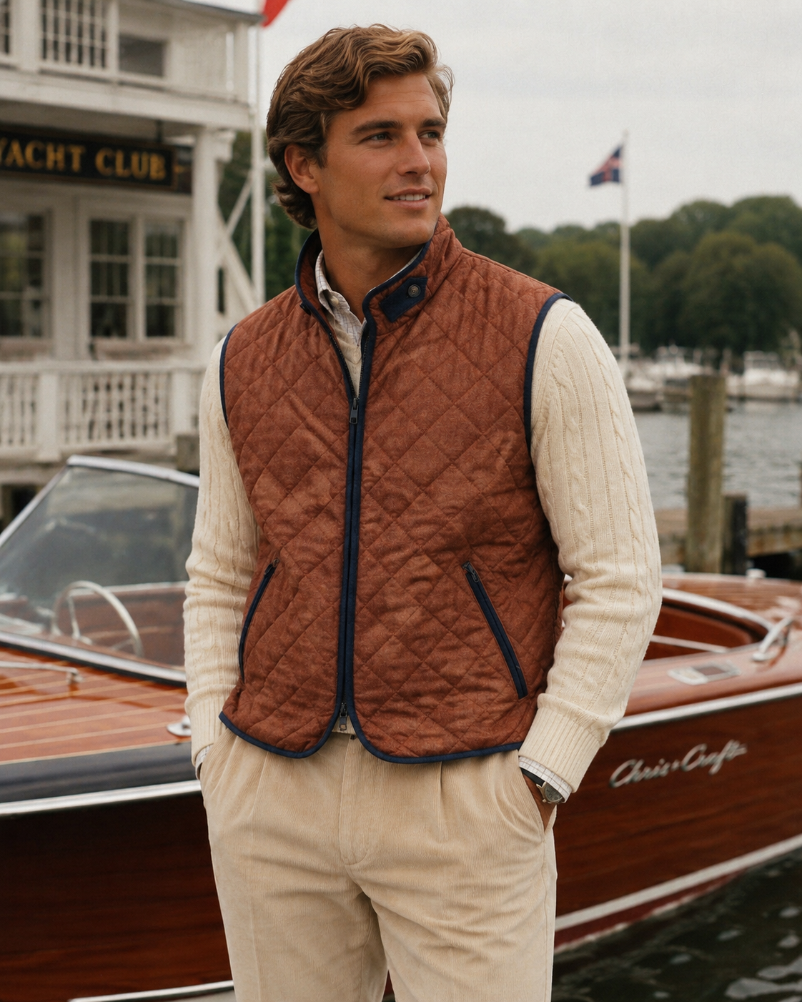 "Paul Stuart Heather Orange Quilted Vest Made in Italy" Sz XXXL (LNWOT)
