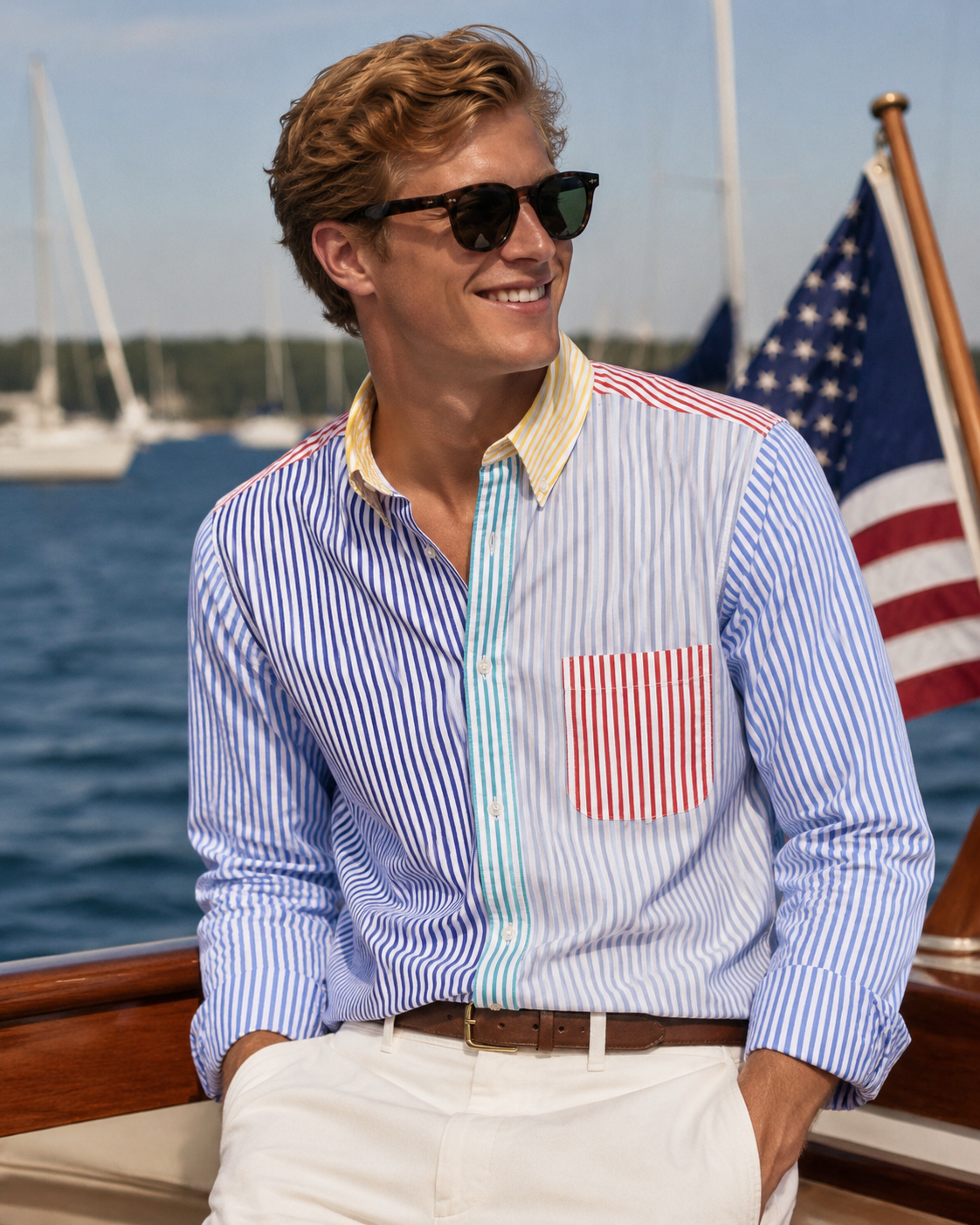 "Brooks Brothers Multi Stripe B/D c1980s Broadcloth L/S Fun Shirt" Sz 16 1/2-R
