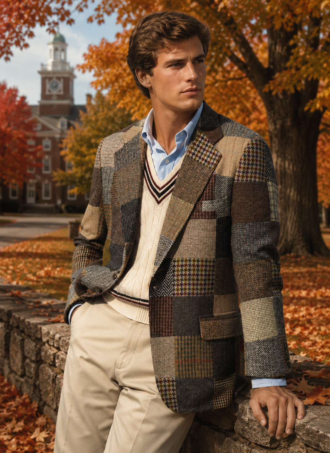 The Andover Shop Patch Tweed Panel Sport Coat Sz 46L
