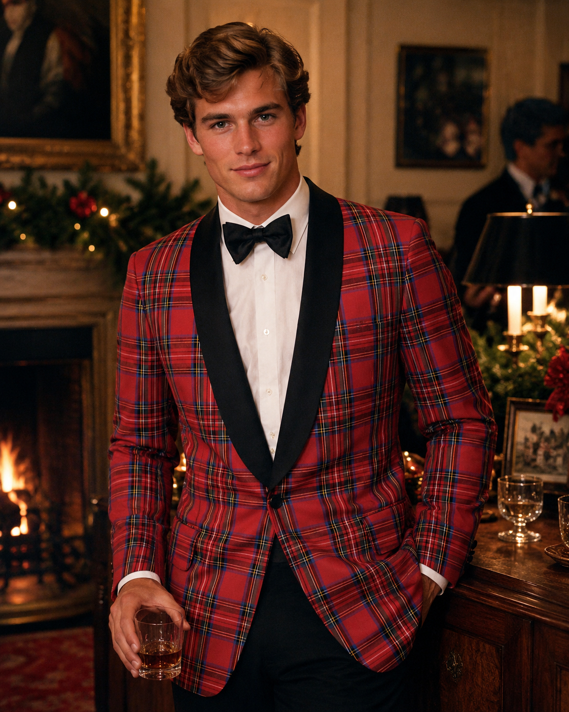 "O'Connell's Authentic Cotton Madras Dinner Jacket - Red Stewart Tartan" Sz 50 (NWOT)