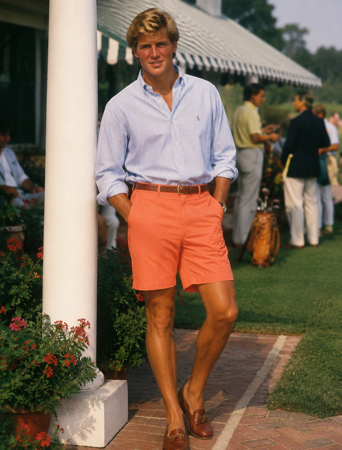 "O'Connell's Plain Front Bermuda Shorts - Cotton Gabardine - Coral" Sz 44 (NWT)