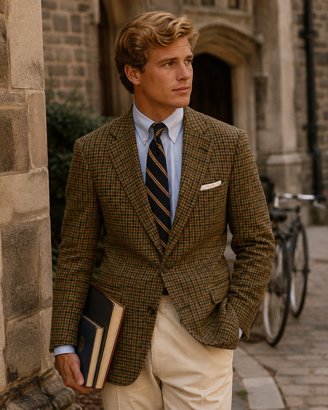 "Brooks Brothers 1818 Fitzgerald Scottish Tweed Olive/ Russet Houndstooth Sport Coat" Sz 42R