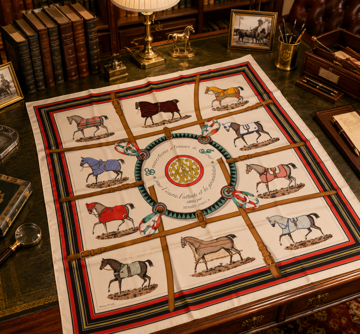 "Hermès Paris Couvertures Et Tenues De Jour Silk Scarf"