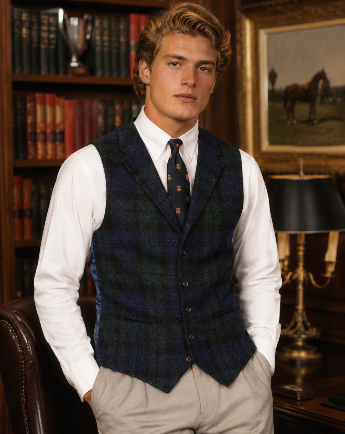 "O'Connell's Harris Tweed Waistcoat - Blackwatch" Sz 42 (LNWOT)