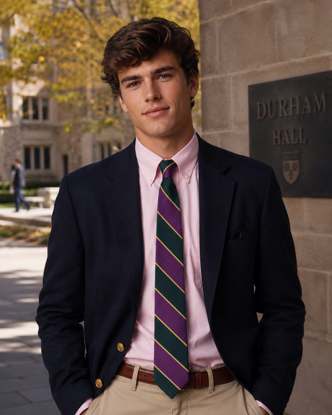 The Andover Shop Purple w/ Green/ Yellow Repp Stripe English Silk Club Tie
