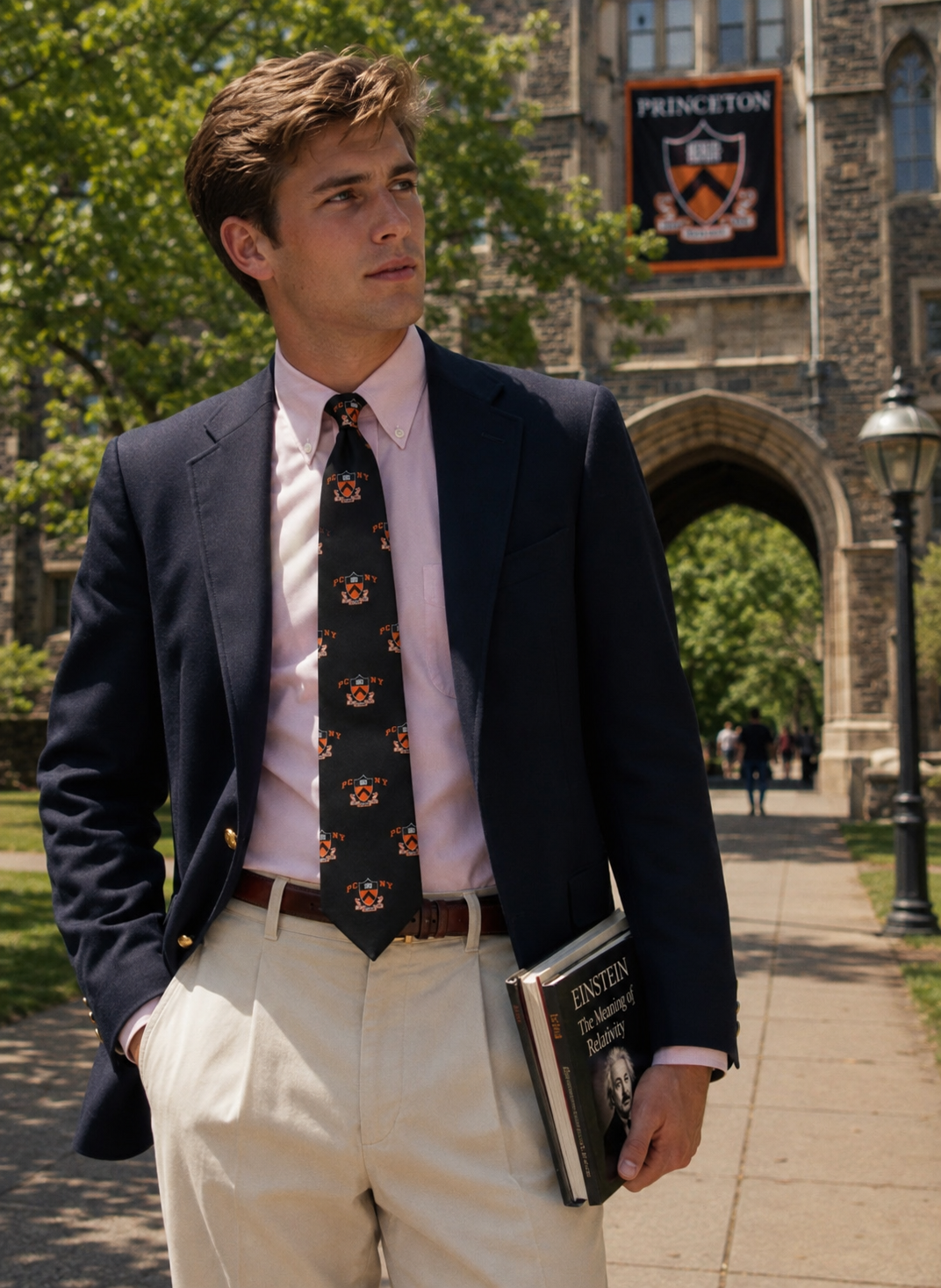 The Princeton Club Of New York Black w/ Orange Crest Members' Tie