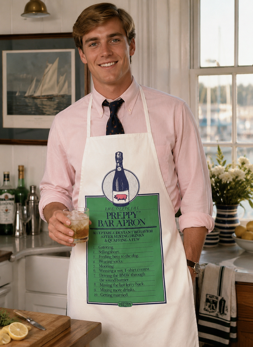 "The Official Preppy Bar c1981 Apron" (NWOT)