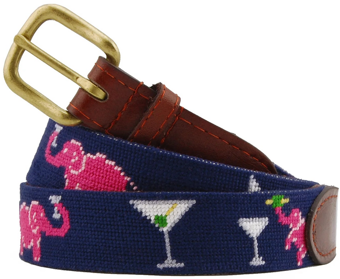 Smathers & Branson Elephant Martini Belt (Dark Navy) Sz 45