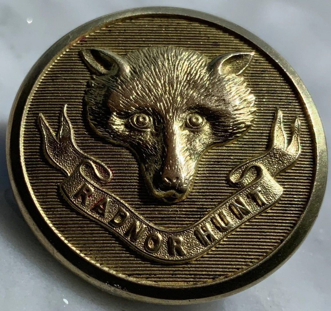 Radnor Hunt Club Fox Mask c1880s Brass Coat Button