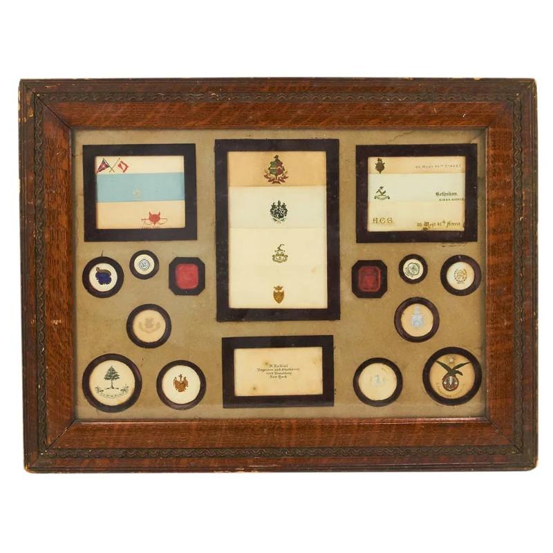 "Antique Framed 19th C. Stationery & Engraving Samples" Provenance: The Susie Hilfiger Collection