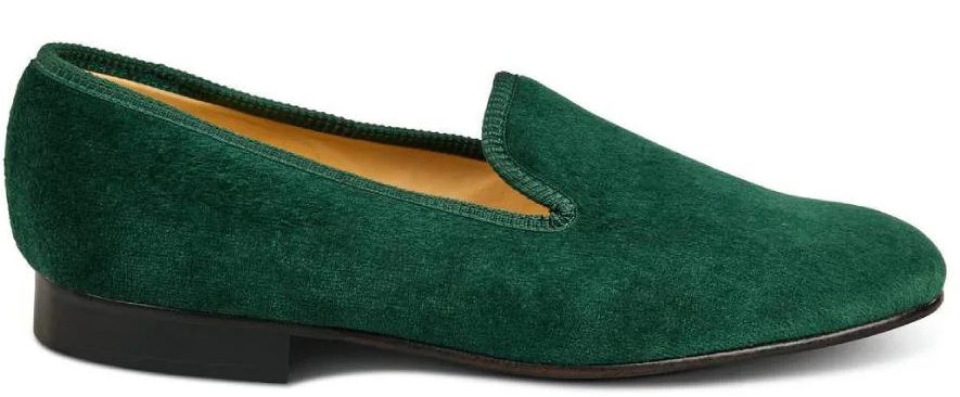 "Tricker's Of Jermyn Street London Churchill Velvet Slippers- Green" Sz 8 1/2 UK/ 9 1/2 US
