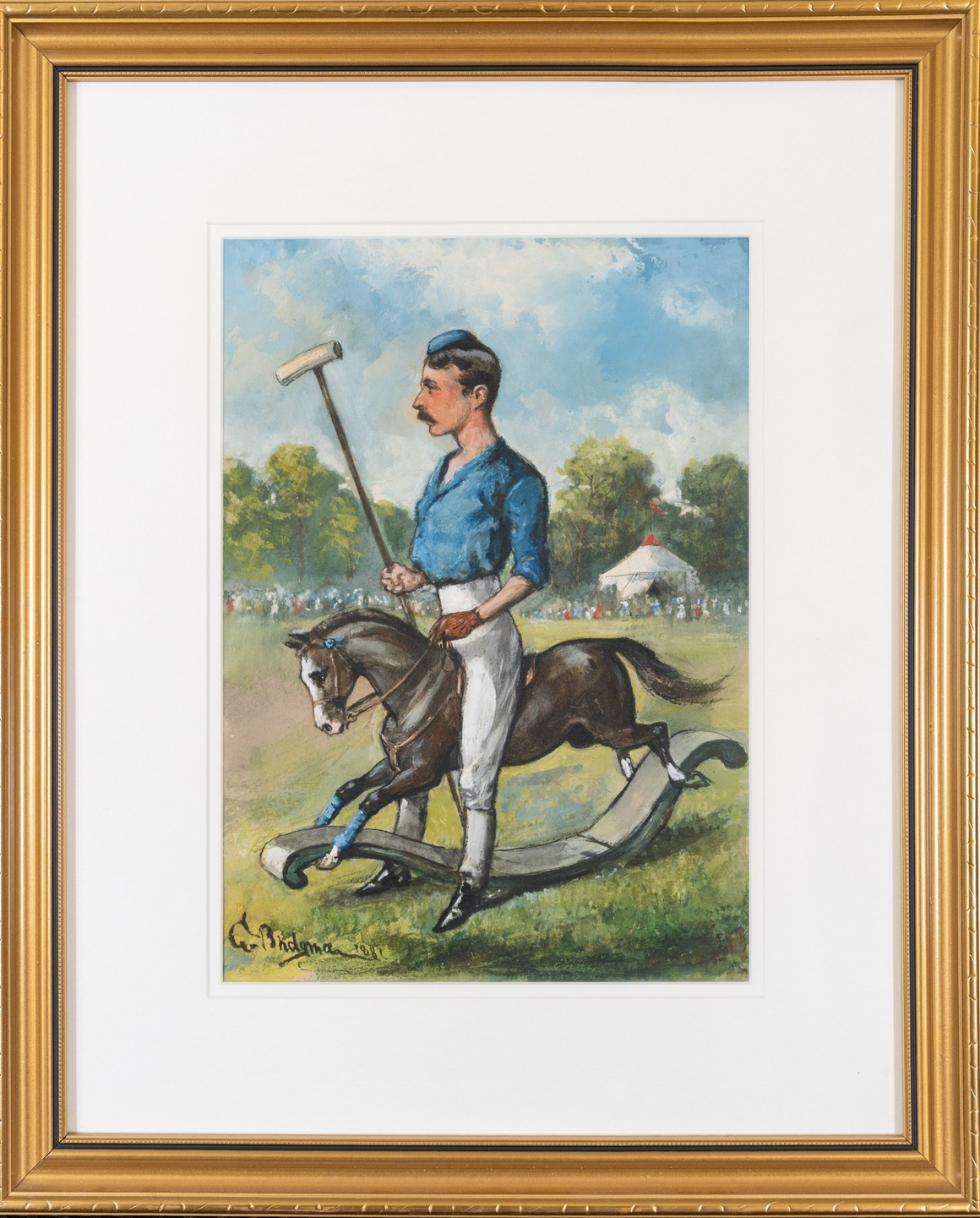 The Polo Player 1881 Watercolor by George Bridgman (American, 1865-1943)