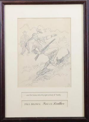 Paul Brown Original Pencil Drawing From The 1946 Chas Scribner's Book "Fur Or Feather"