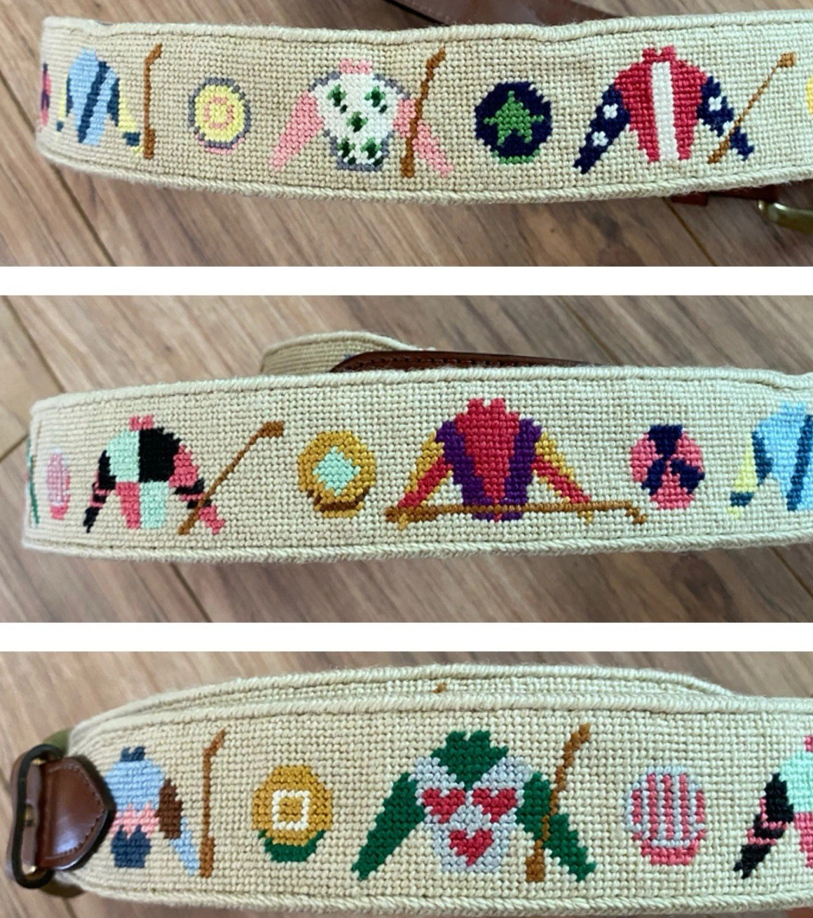 "Hand Needlepoint Jockey Silks Belt" Sz 35 (SOLD)