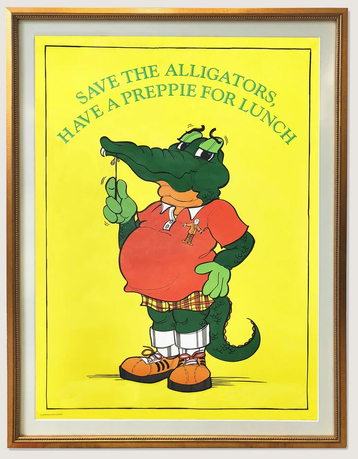 "Save The Alligators, Have A Preppie For Lunch" c1981 Poster (NEW/ DEADSTOCK)