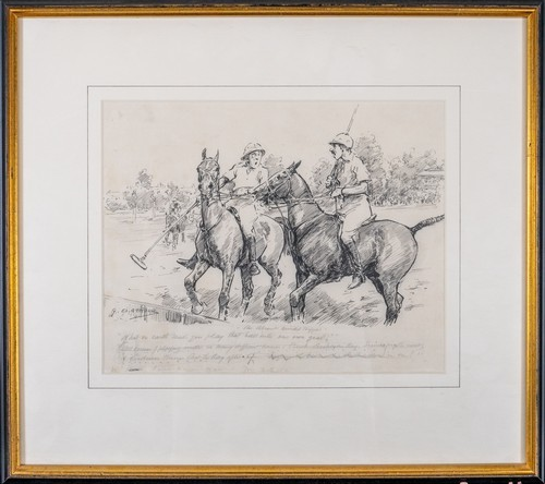 "What On Earth Made You Play That Ball Into Our Own Goal?" Pen & Ink Drawing by George Denholm Armour