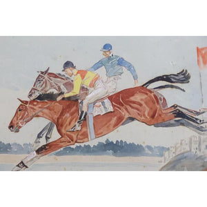 Paul Brown Steeplechasing 1937 Watercolor