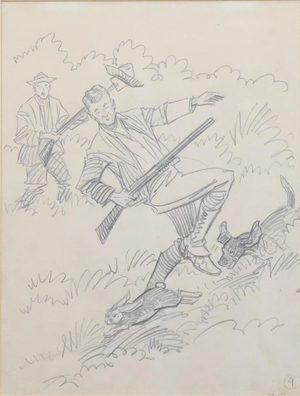 Paul Brown Original Pencil Drawing From The 1946 Chas Scribner's Book "Fur Or Feather"