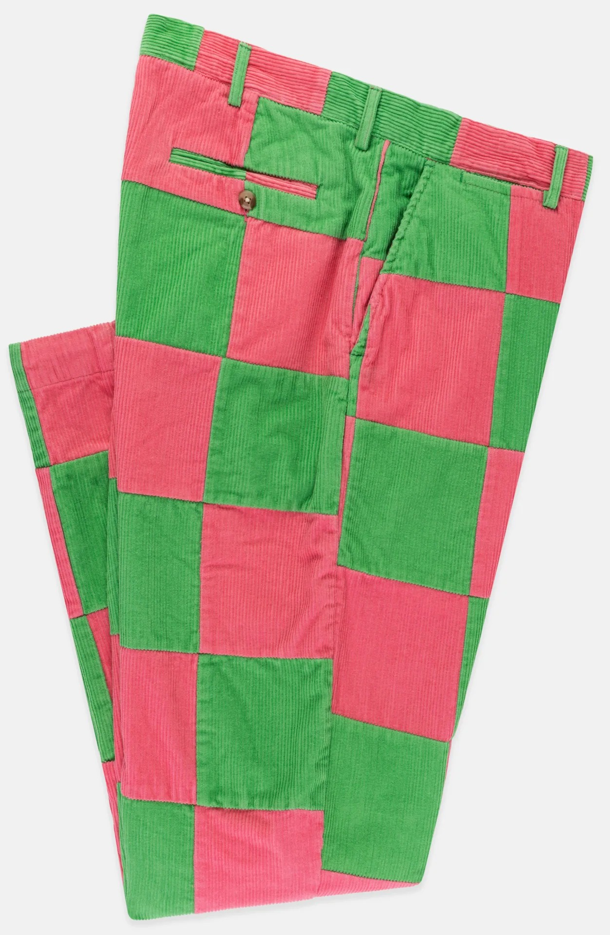 "J. Press Pink & Green Patchwork Corduroy Pant" Sz 38 (NWOT)