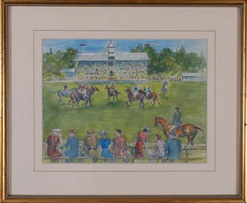 British Polo Match #2 Watercolour by Helen Anderson (British, 20th Century)