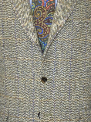 O'Connell's Sport Coat - Harris Tweed - Blue Green Lovat w/ Windowpane Sz 48T (NWT)
