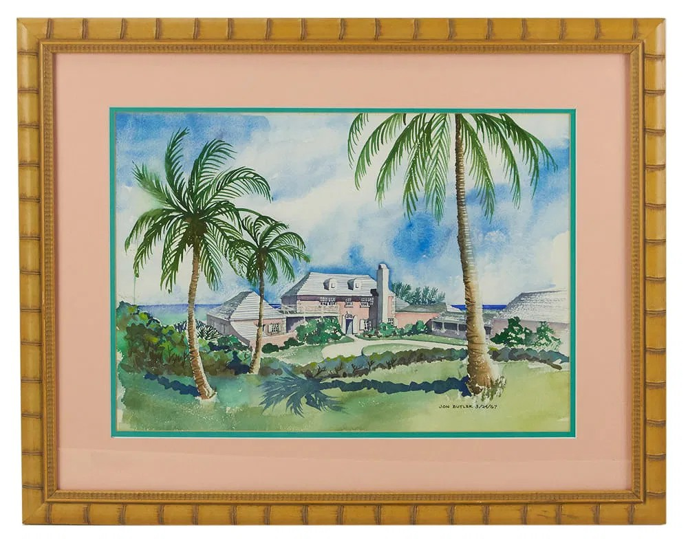 Bermuda Estate c1967 Watercolour by Jon Butler Provenance: The Susie Hilfiger Collection