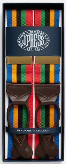 J. Press Made-in-England Multi-Colored Striped Barathea Braces (New w/ Box)