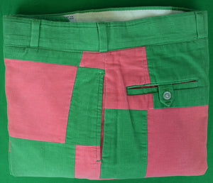 "Chipp Pink & Green Patchwork Pinwale Corduroy Trousers" Sz 36