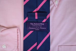 The Andover Shop x Seaward & Stearn English Navy w/ Pink Repp Stripe Tie (NWOT)