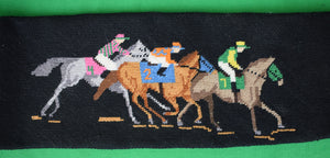 Hand-Needlepoint 3 Jockeys/ Horse Racing Cummerbund