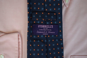 O'Connell's x Seaward & Stearn Navy English Silk w/ Blue/ Red Floret Print Tie (NWOT)