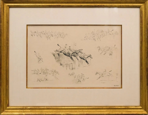 Grand National Steeplechase c1930s Drypoint Vignette By Paul Brown