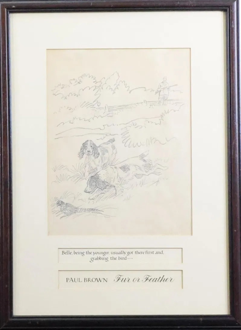 Paul Brown Original Pencil Drawing From The 1946 Chas Scribner's Book "Fur Or Feather"