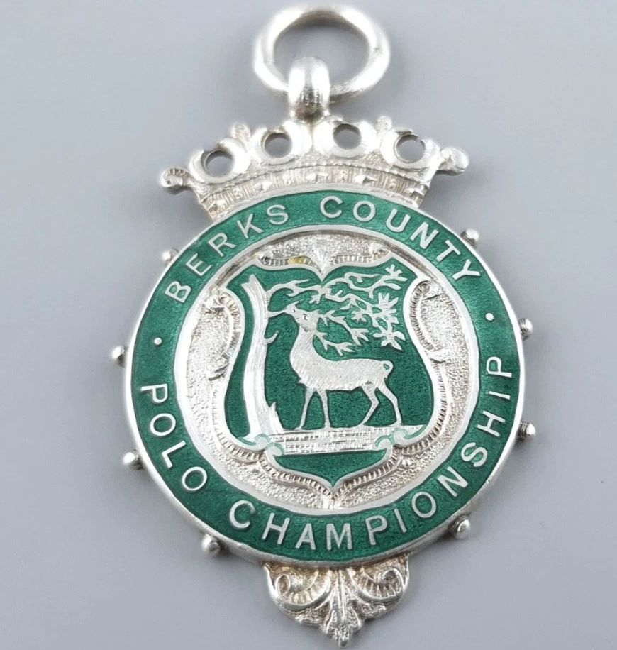 Berks County Polo Championship c1927 Sterling Silver & Enamel Pocket Watch Fob